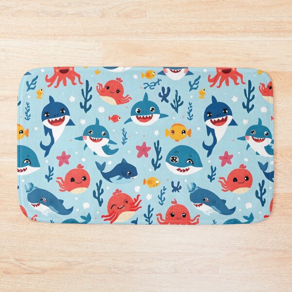 Item preview, Kawaii Ocean Friends Pattern | Happy Sharks, Octopuses & Whales Design designed and sold by MoonlitDoodles1.