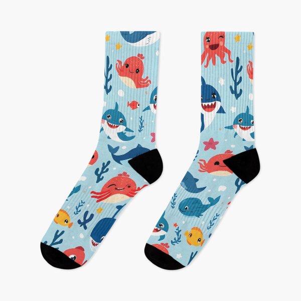Item preview, Kawaii Ocean Friends Pattern | Happy Sharks, Octopuses & Whales Design designed and sold by MoonlitDoodles1.