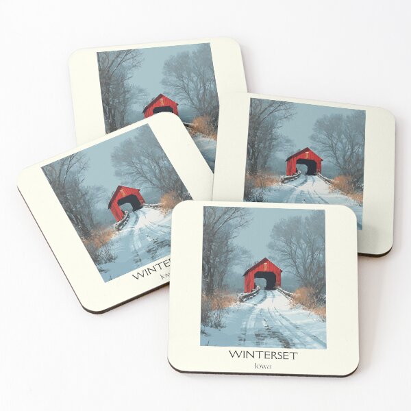 Item preview, Winterset Iowa Covered Bridge | Snowy Road Poster designed and sold by TuncGK.