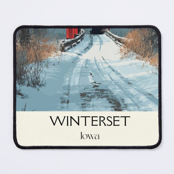 Item preview, Winterset Iowa Covered Bridge | Snowy Road Poster designed and sold by TuncGK.