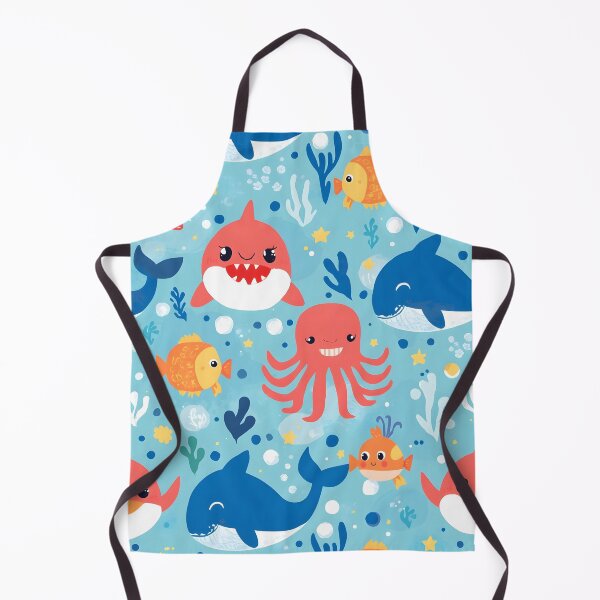 Item preview, Smiling Shark & Octopus Pattern | Vibrant Sea Life Cartoon Design designed and sold by MoonlitDoodles1.