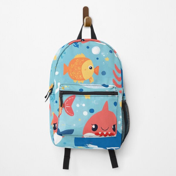 Item preview, Smiling Shark & Octopus Pattern | Vibrant Sea Life Cartoon Design designed and sold by MoonlitDoodles1.