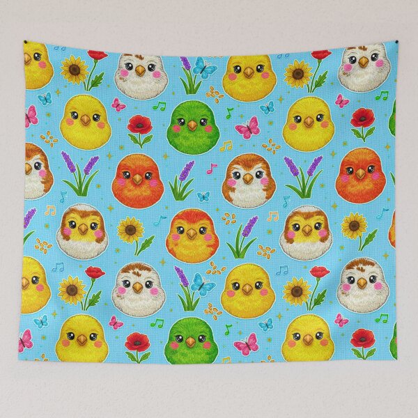 Item preview, Kawaii Bird Faces Pattern designed and sold by JOSTH.