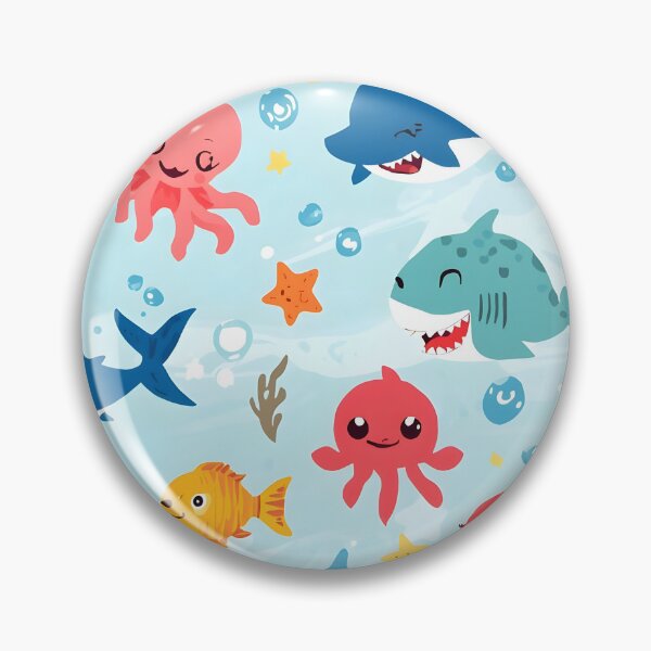 Item preview, Max Cuteness Ocean Friends Pattern | Pop Art Shark, Octopus & Whale Design designed and sold by MoonlitDoodles1.