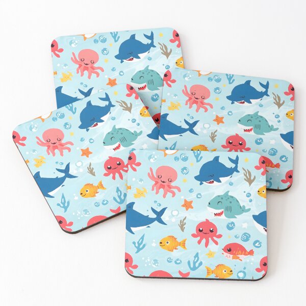 Item preview, Max Cuteness Ocean Friends Pattern | Pop Art Shark, Octopus & Whale Design designed and sold by MoonlitDoodles1.