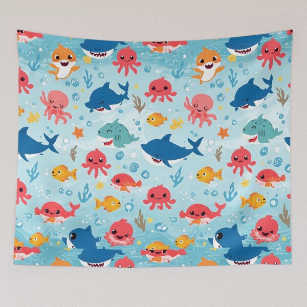 Item preview, Max Cuteness Ocean Friends Pattern | Pop Art Shark, Octopus & Whale Design designed and sold by MoonlitDoodles1.