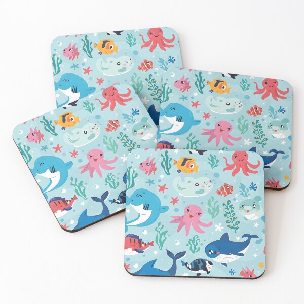 Item preview, Max Cuteness Ocean Friends Pattern | Pop Art Shark, Octopus & Whale Design designed and sold by MoonlitDoodles1.