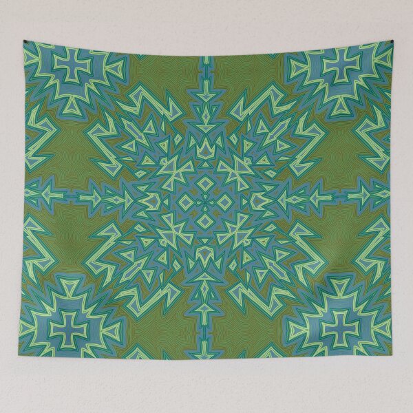 Item preview, Green and blue Zigzag zen tangle  designed and sold by n1ckeatsyarn.