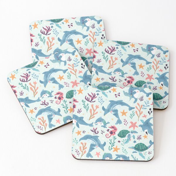 Item preview, Hand-Painted Sea Life Rustic Ocean Pattern designed and sold by MoonlitDoodles1.