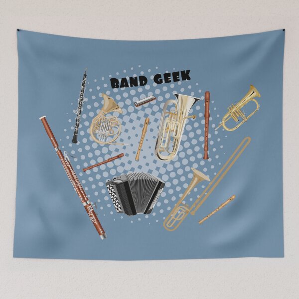 Item preview, Band geek! trombone, horn, accordion, harmonica, bassoon, oboe, recorder, flugelhorn and euphonium designed and sold by kobyakov.