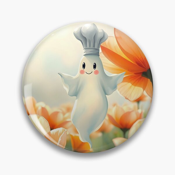 Item preview, Ghost Chef Among Orange Blossoms – Sunny Whimsical Spirit Illustration designed and sold by EmeraldeaArt.
