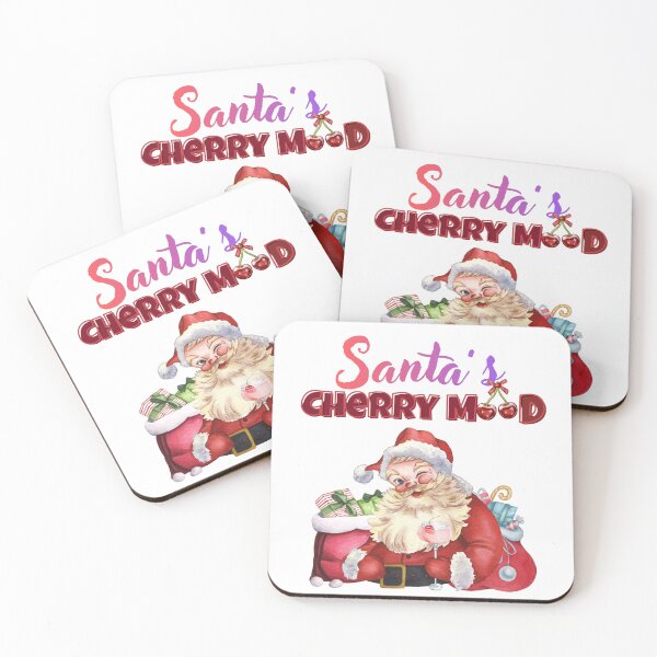 Item preview, Santa’s Cherry Mood – Retro Christmas Santa with Cherry Cocktail designed and sold by HANG ON STUDIO .