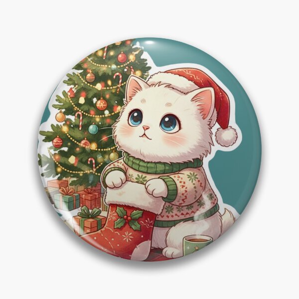 Item preview, Christmas Morning Cat | Cute Kitten Checking the Holiday Stocking designed and sold by E-SarnEdge.