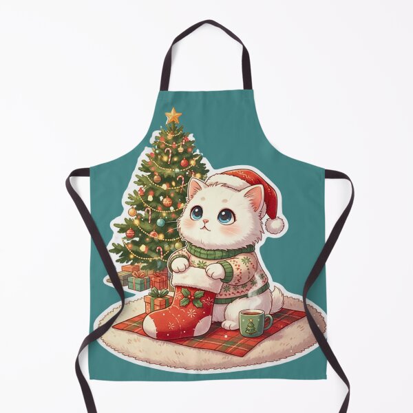 Artikelvorschau, Weihnachtsmorgen-Katze | Süßes Kätzchen überprüft den Weihnachtsstrumpf entworfen und verkauft von E-SarnEdge.