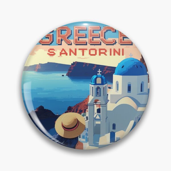 Item preview, 90s Anime Girl Greece Santorini Travel Pixel art style designed and sold by Pixel-Destinations.