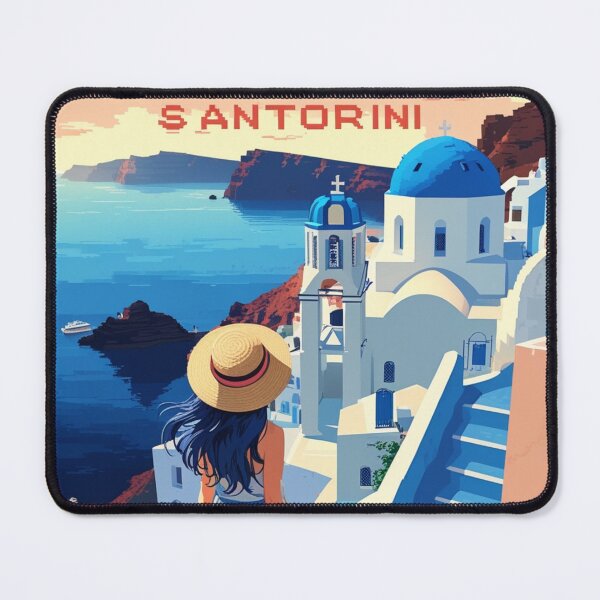 Item preview, 90s Anime Girl Greece Santorini Travel Pixel art style designed and sold by Pixel-Destinations.