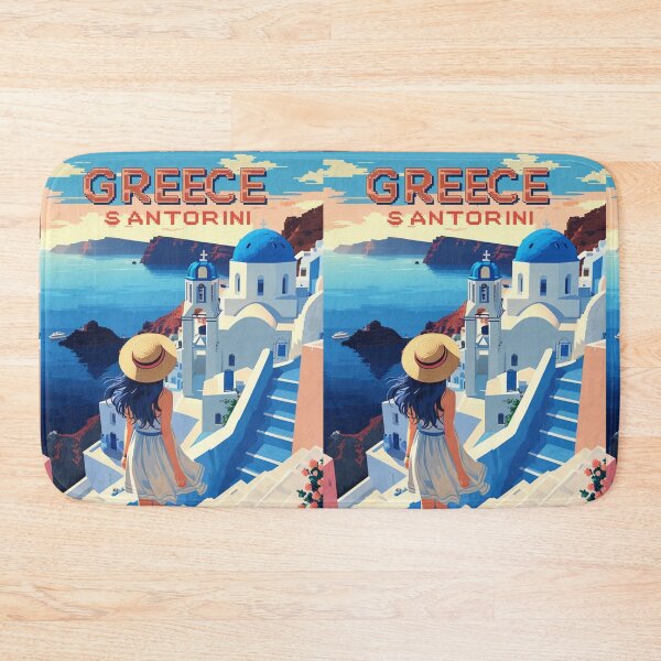Item preview, 90s Anime Girl Greece Santorini Travel Pixel art style designed and sold by Pixel-Destinations.