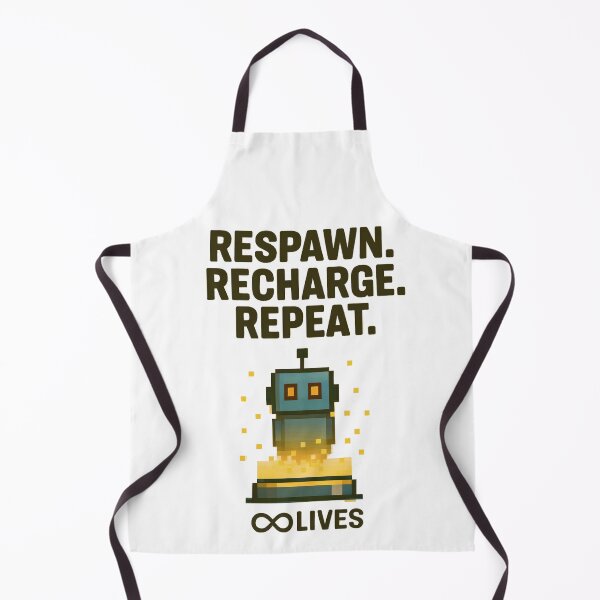 Item preview, Respawn Recharge Repeat Infinite Lives Pixel Robot Gamer Design designed and sold by BoxaroundJacks.