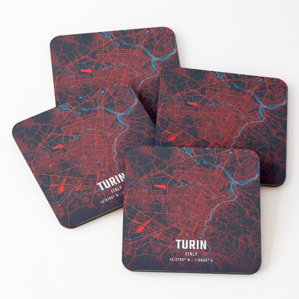 Item preview, Turin Red & Blue Minimalist Map designed and sold by HomeLivingCo.