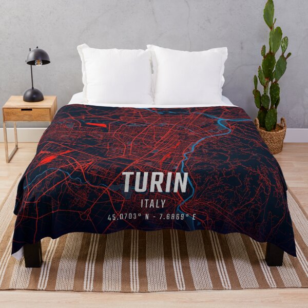 Item preview, Turin Red & Blue Minimalist Map designed and sold by HomeLivingCo.
