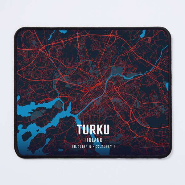 Item preview, Turku Red & Blue Minimalist Map designed and sold by HomeLivingCo.