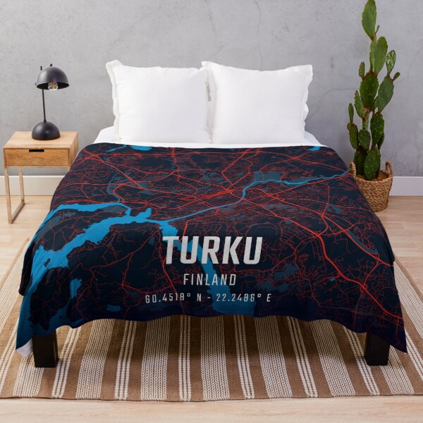 Item preview, Turku Red & Blue Minimalist Map designed and sold by HomeLivingCo.