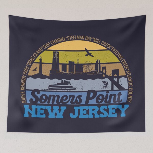 Item preview, Somers Point New Jersey Sunset Retro Vintage Local Pride Logo designed and sold by CRHPOD20.