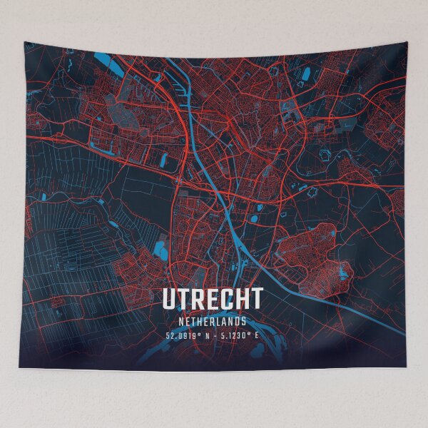 Item preview, Utrecht Red & Blue Minimalist Map designed and sold by HomeLivingCo.