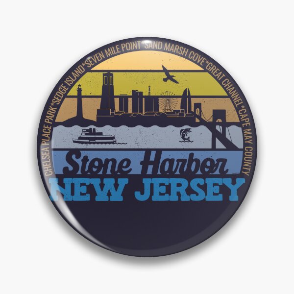 Item preview, Stone Harbor New Jersey Sunset Retro Vintage Local Pride Logo designed and sold by CRHPOD20.