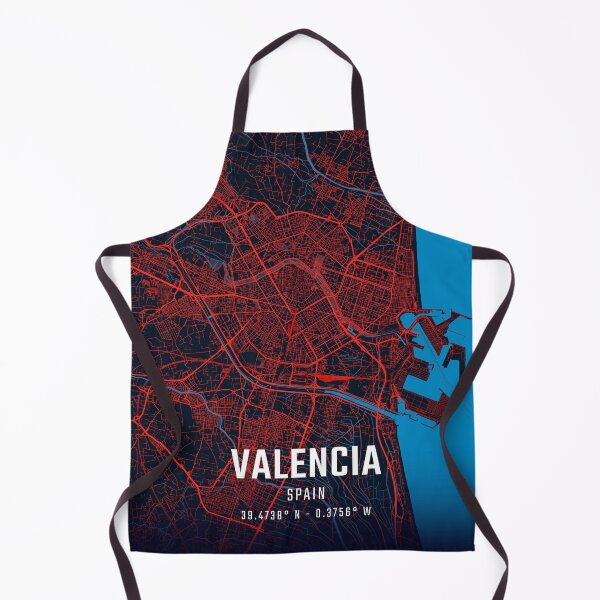 Item preview, Valencia Red & Blue Minimalist Map designed and sold by HomeLivingCo.