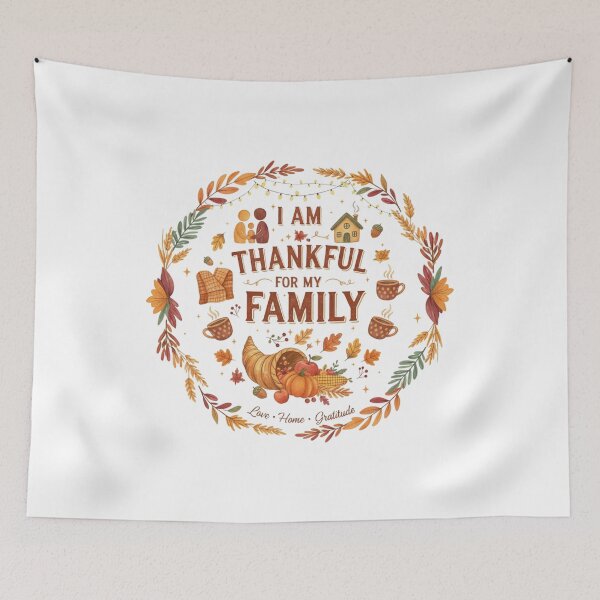 Item preview, I Am Thankful For My Family Rustic Typography - Thanksgiving & Fall Gift designed and sold by Wear Sculpt.