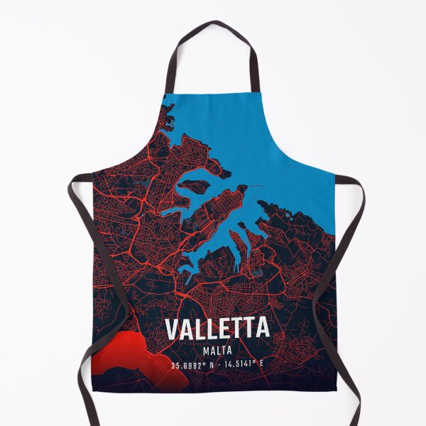 Item preview, Valletta Red & Blue Minimalist Map designed and sold by HomeLivingCo.