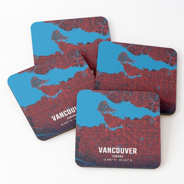 Item preview, Vancouver Red & Blue Minimalist Map designed and sold by HomeLivingCo.