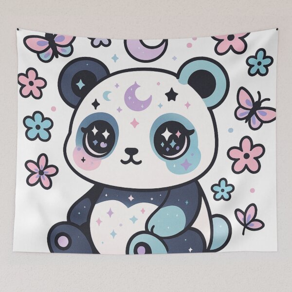 Item preview, Kawaii Pastel Panda – Cute Celestial Moon and Butterfly Aesthetic Design designed and sold by dreamsagellc.