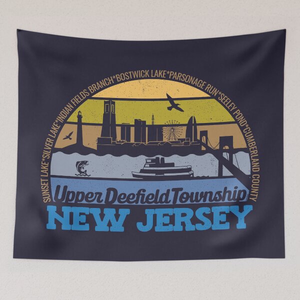Item preview, Upper Deerfield Township New Jersey Sunset Retro Vintage Local Pride Logo designed and sold by CRHPOD20.
