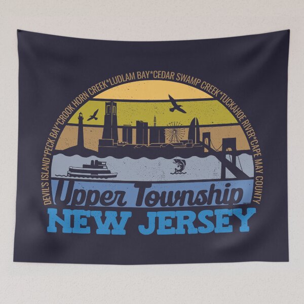Item preview, Upper Township New Jersey Sunset Retro Vintage Local Pride Logo designed and sold by CRHPOD20.