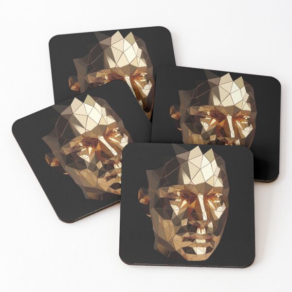 Item preview, Golden Low Poly Face – Abstract Geometric Art designed and sold by InFrameVision.