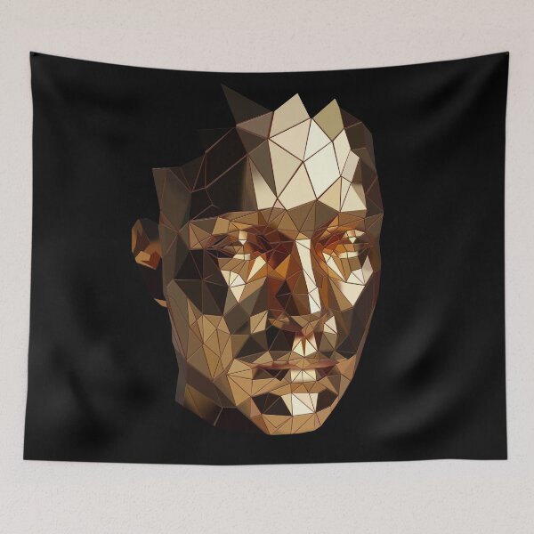 Item preview, Golden Low Poly Face – Abstract Geometric Art designed and sold by InFrameVision.
