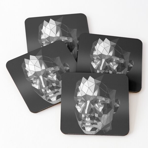 Item preview, Black and White Low Poly Face – Abstract Geometric Art designed and sold by InFrameVision.
