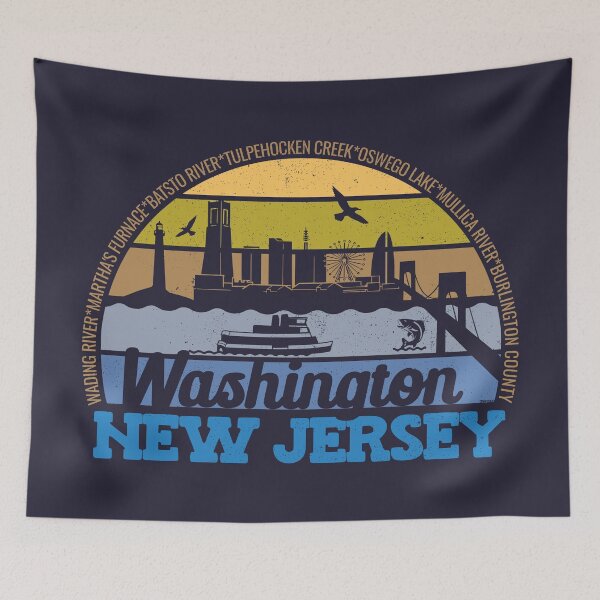 Item preview, Washington New Jersey Sunset Retro Vintage Local Pride Logo designed and sold by CRHPOD20.