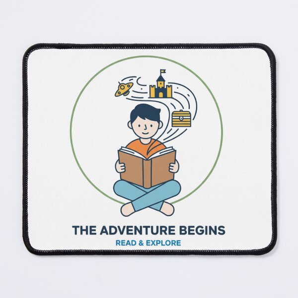 Item preview, Minimalist Boy Reading Book - Adventure Begins Kids Literacy Graphic designed and sold by Wear Sculpt.