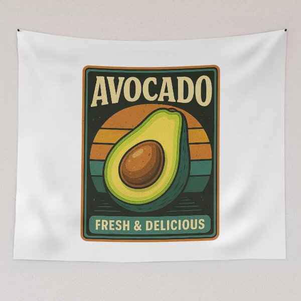 Item preview, "Avocado – Fresh & Delicious Retro Food Art" designed and sold by TsukuyomiJapan.