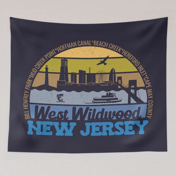 Item preview, West Wildwood New Jersey Sunset Retro Vintage Local Pride Logo designed and sold by CRHPOD20.
