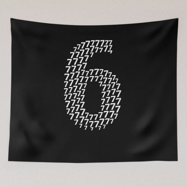 Item preview, Number 6 Made of 7s | Optical Illusion Number Art | Minimalist Black & White Design designed and sold by DailyDrivesct.