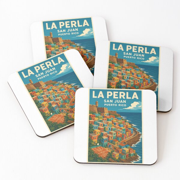 Item preview, Aerial View of Colorful La Perla Coastline Poster designed and sold by Por.Ahi.PR.