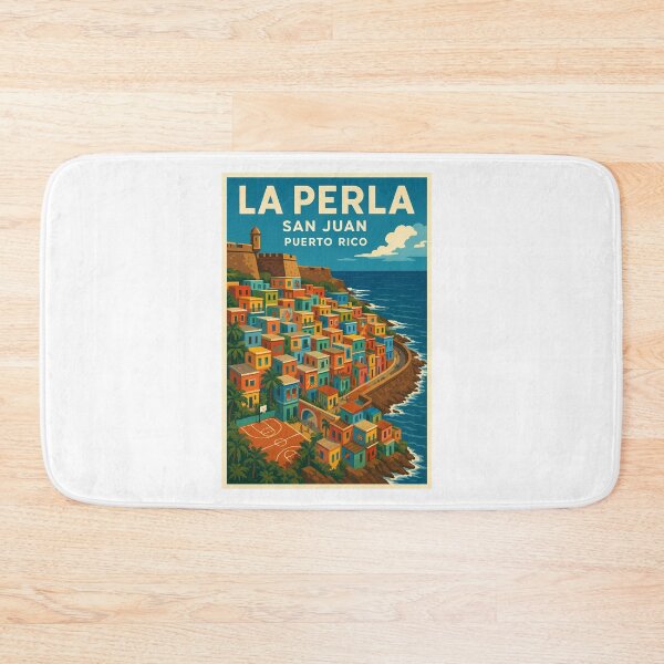 Item preview, Aerial View of Colorful La Perla Coastline Poster designed and sold by Por.Ahi.PR.