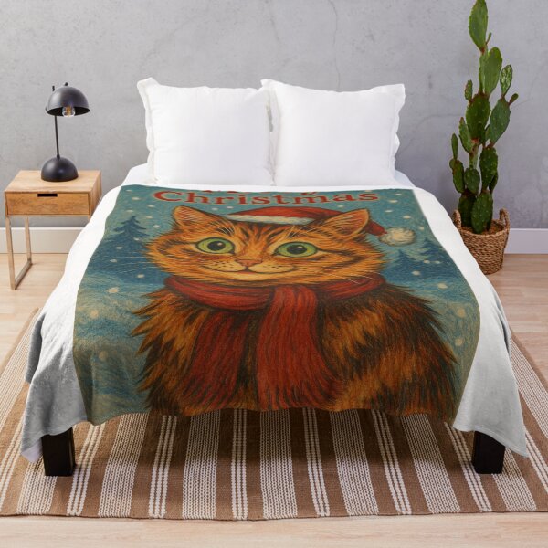 Item preview, Louis Wain Santa Cat in Snowy Forest Christmas Scene designed and sold by Places On Earth.