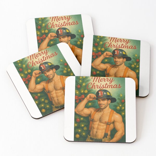 Item preview, Shirtless Firefighter Christmas Greeting designed and sold by Places On Earth.