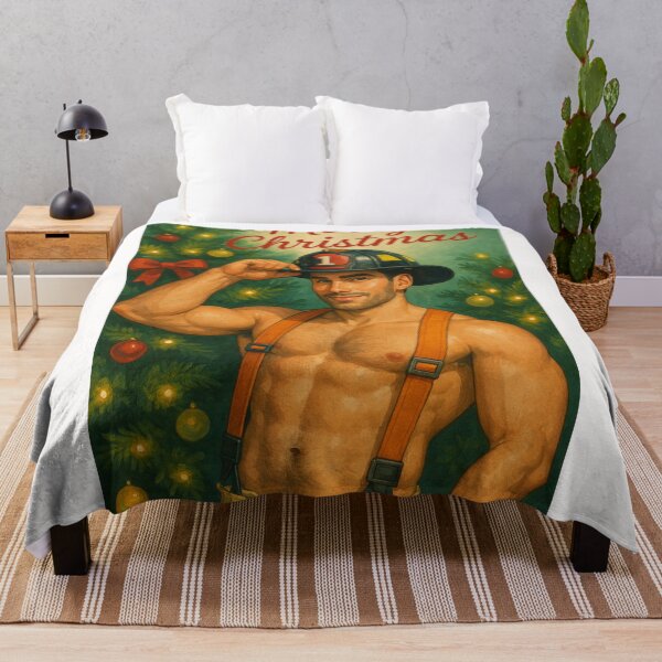 Item preview, Shirtless Firefighter Christmas Greeting designed and sold by Places On Earth.