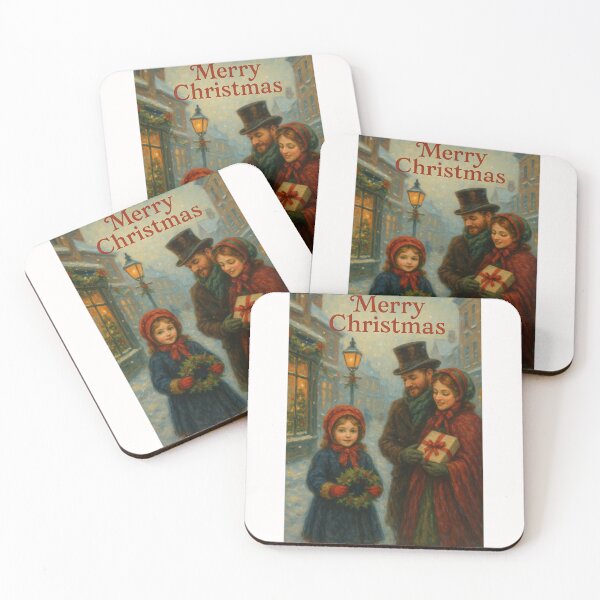 Item preview, Victorian Christmas Family with Snow and Wreath designed and sold by Places On Earth.